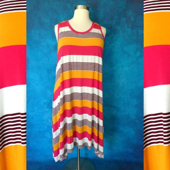 Lane Bryant Striped Tank Dress 22/24 Pink White - Picture 2 of 8